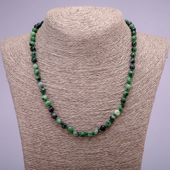 Natural Zoisite Stone Necklace, Smooth Round Beads, Diameter 6(+-)mm, Length 45cm