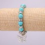 Turquoise Bracelet on Elastic Band, Diameter 10(+-)mm, Length 18cm with Inserts and Butterfly Charm