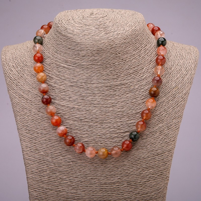 Natural Rutilated Quartz Assorted Necklace, Smooth Round Beads, Diameter 10(+/-) mm, Length 45 cm