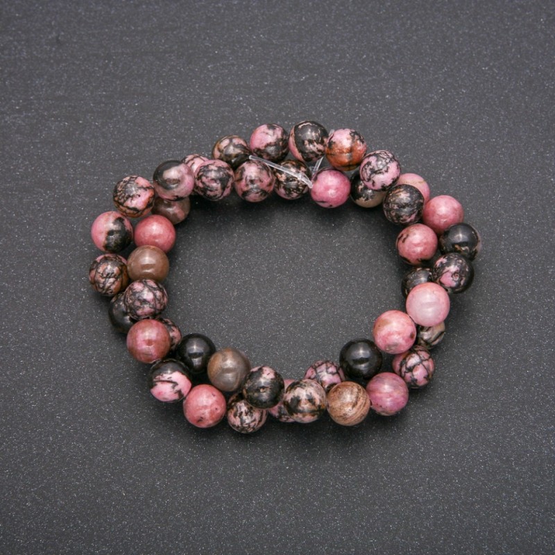 Rhodonite Beads Smooth Round, Strand, Diameter 8.5mm, Length 38cm (+/-)