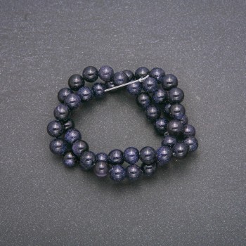 Avantium Aventurine Night of Cairo Blue Sand Smooth Round Bead Thread, diameter 8mm, length 38cm (+ -)