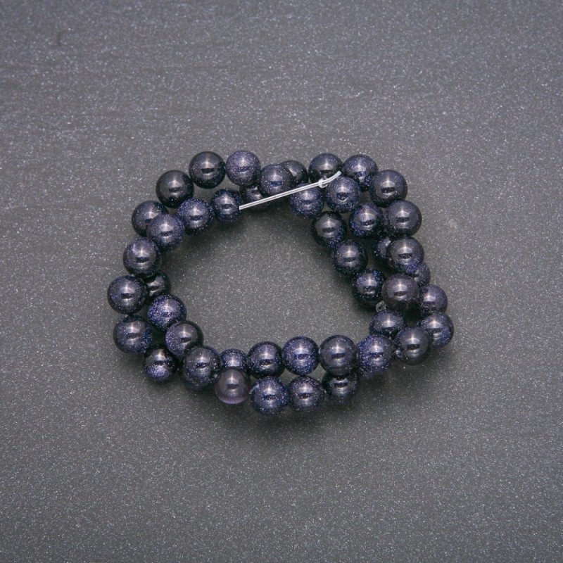 Avantium Aventurine Night of Cairo Blue Sand Smooth Round Bead Thread, diameter 8mm, length 38cm (+ -)