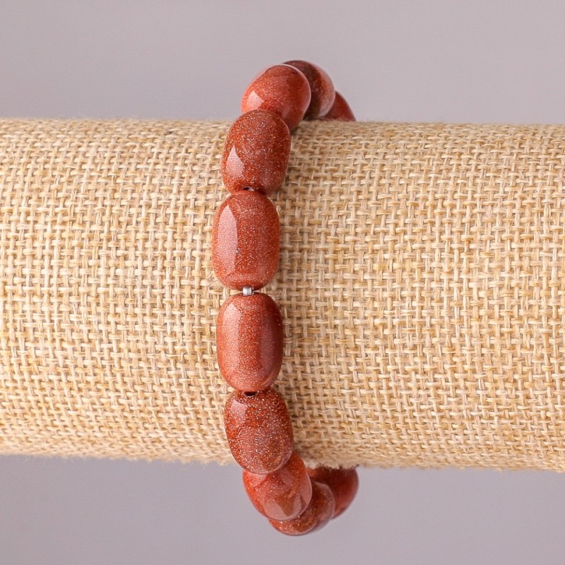Natural Aventurine 'Golden Sand' Barrel Bead Bracelet on Elastic Band, 10x14mm, 18cm Circumference