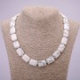 Cacholong Natural Stone Necklace Rectangle, size 13x18mm, length 48cm