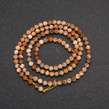 Beads on a String, Landscape Jasper Faceted Round, Diameter +/-3mm, Length 39cm