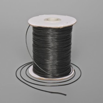 Black Waxed Cord for Crafts, diameter 1.2 mm, length 150 m spool