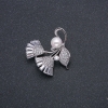 Xuping Rhodium Brooch with Pearl, Diameter 8mm +/-, White Stones and Rhinestones, 33x31mm +