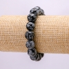 Natural Stone Bracelet, Snowflake Obsidian "Apache Tears", smooth round beads, diameter 12(+-)mm, length 18cm
