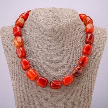 Carnelian Bead Necklace, Carnelian Bar 19x15mm, length 45cm +