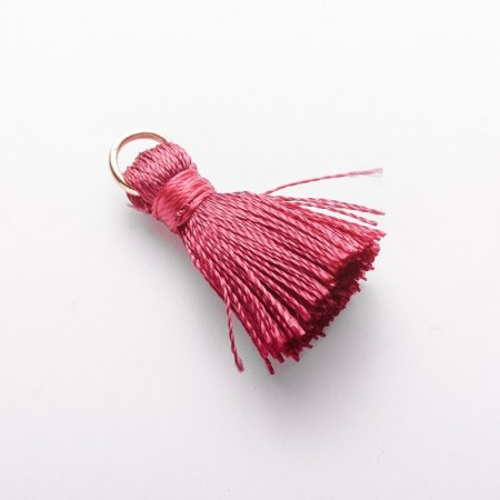 Craft Blank Mini Tassel with Ring "Silk" Burgundy Color, 2cm Length, 5mm Diameter, Price per 1 pc