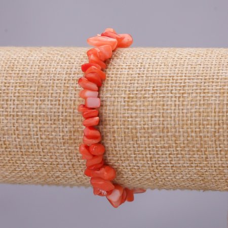 Tinted Mother-of-Pearl Chip Bracelet on Elastic Band, 7mm (+-) Diameter, 18cm Length