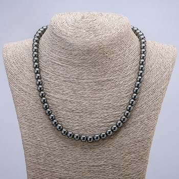 Hematite Bead Necklace with Smooth Round Beads, diameter 8mm±, length 45cm±