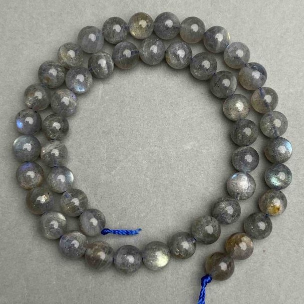 Labradorite Natural Stone Smooth Round Beads on a Strand, 8.5mm Diameter +/-, 39cm Length +