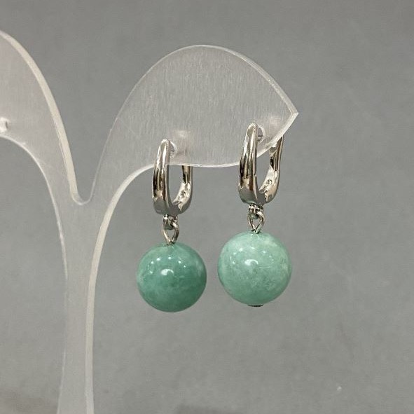 Natural Stone Earrings, Jadeite, diameter 12cm, length 18mm+