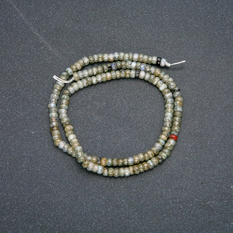 Natural Labradorite Faceted Rondelle Beads Strand, 4x2.5mm Diameter, 39cm Length +
