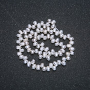 Freshwater Pearls Bead String, 6x4 mm, 36 cm ± with petrol luster