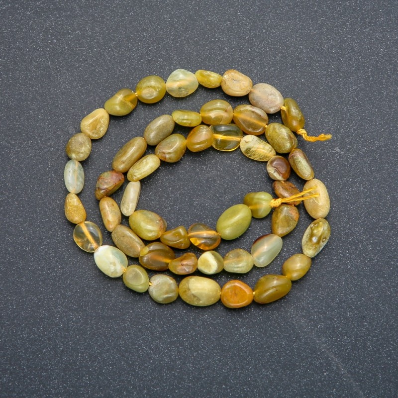 Beads on a Strand with Natural Jadeite Stone, Tumbled, Diameter 7x6mm, Length 40cm