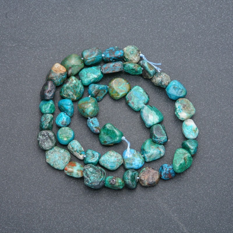 Natural Chrysocolla Stone Beads on String, Tumbled, Diameter 8x9mm +/-, Length 40cm +