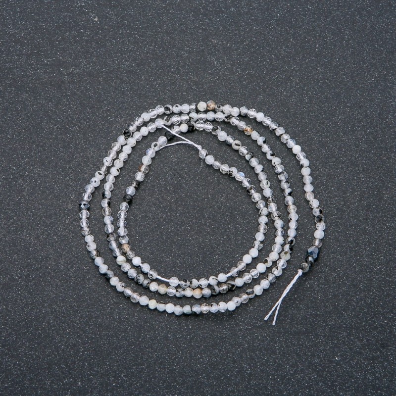 Strand Natural Stone Adularia Faceted Round Bead, diameter 2mm + -, length 40cm +