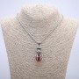 "Ball in Claw" Pendant Red 45x17mm on chain, 70cm length +/-, silver-tone metal