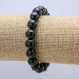 Shungite Bracelet on Elastic Band, Natural Stone Smooth Round Bead, diameter 10mm, length 18cm+
