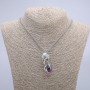 "Bird with Orb" Pendant 47x18mm on Chain, Length 70cm + - Silver-Tone Metal
