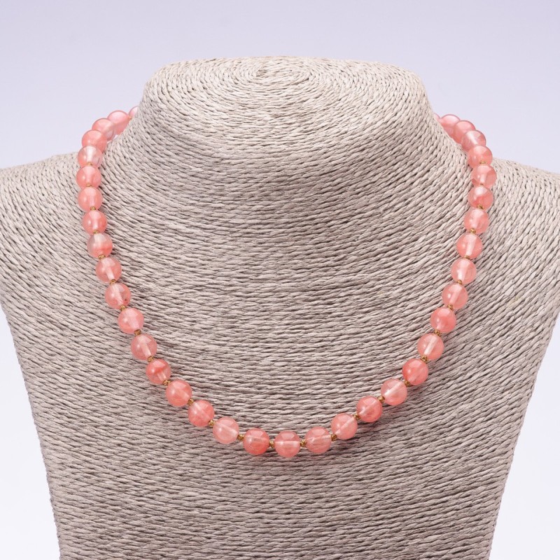 Natural Chalcedony Necklace, Smooth Round Beads, Diameter 8mm, Length 45cm