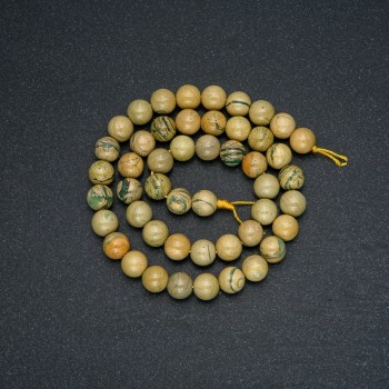 Beads on a strand, natural stone Yellow Jasper smooth round, diameter 8mm, length 38cm +