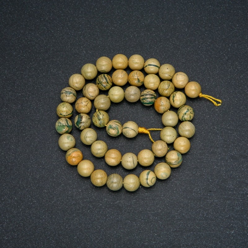 Beads on a strand, natural stone Yellow Jasper smooth round, diameter 8mm, length 38cm +