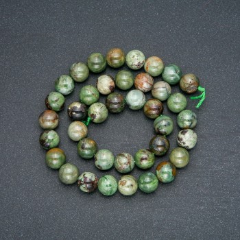 Beads on Thread, Natural Stone Green Jasper, Smooth Round Bead, 10mm Diameter, 38cm Length +