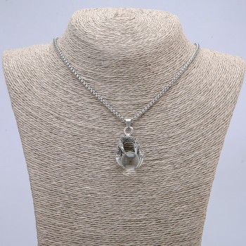 "Ball in Paw" Pendant 42x22mm on Chain, Length 70cm +/- Silver-Tone Metal