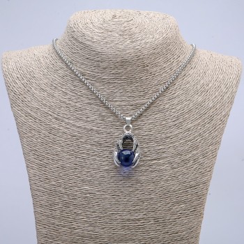 "Ball in Paw" Pendant 42x22mm on Chain, Length 70cm +/- Silver-Tone Metal