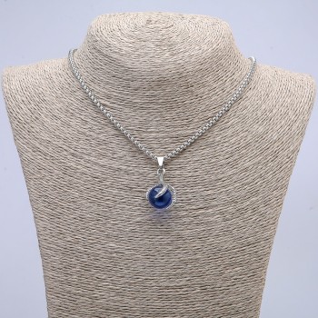 "Ball in Paw" Pendant 35x17mm on Chain, Length 70cm +/- Silver-Tone Metal