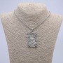 "Buddha" Pendant 58x32mm on Chain, 70cm Length, Silver-Tone Metal