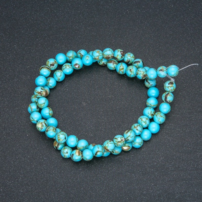 Turquoise Imperial Jasper (Pressed) Beads, Smooth Round, 6mm +/- Diameter, 40cm+ Strand