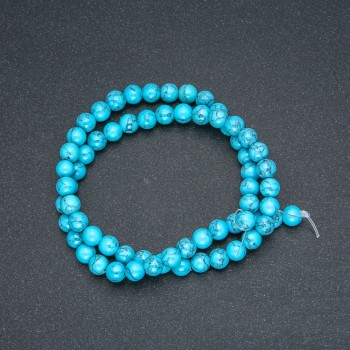 Turquoise (Synthetic) Beads, Smooth Round, Diameter 6mm +/-, Length 40cm +