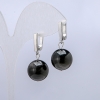 Silver Sheen Obsidian Earrings, 14mm Diameter+/-, 32mm Length+
