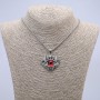 Pendant "Demon Eye" 45x40mm on a chain, length 70cm +/- silver-tone metal