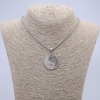 Yin Yang Pendant with Rhinestones 40x30mm on Chain, Length 70cm +/-, Silver-Tone Metal