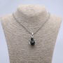"Ball in Claw" Pendant, Black, 42x22mm, on Chain, Length 70cm+/-, Silver-Tone Metal