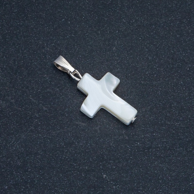 Natural White Mother-of-Pearl Pendant 20x15mm+
