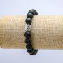 Shungite Elastic Bracelet (Synthetic), Owl Charm, 10mm+/- Diameter, 18cm+ Length