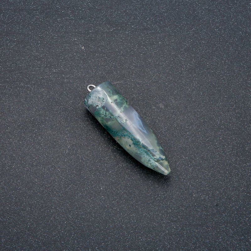 Pendulum Ball Pendant made of Moss Agate 13x40x45mm (+-)