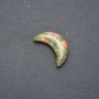 Unakite Heliotrope Stone Crescent Moon, 12x30x8mm (+/-), No Hole
