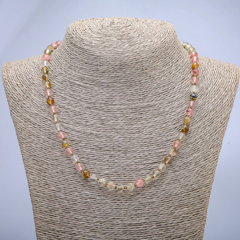 Necklace of Natural Chalcedony Stone Assorted Bead, Diameter 6(+-), Length 45cm+