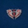 Sale! Butterfly Brooch, Silver-Tone Metal, Burgundy and Petrol Rhinestones, 35x50mm +