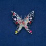 Sale! Butterfly Brooch Dark Silver-Tone Metal, Multicolor Rhinestones 47x46mm +