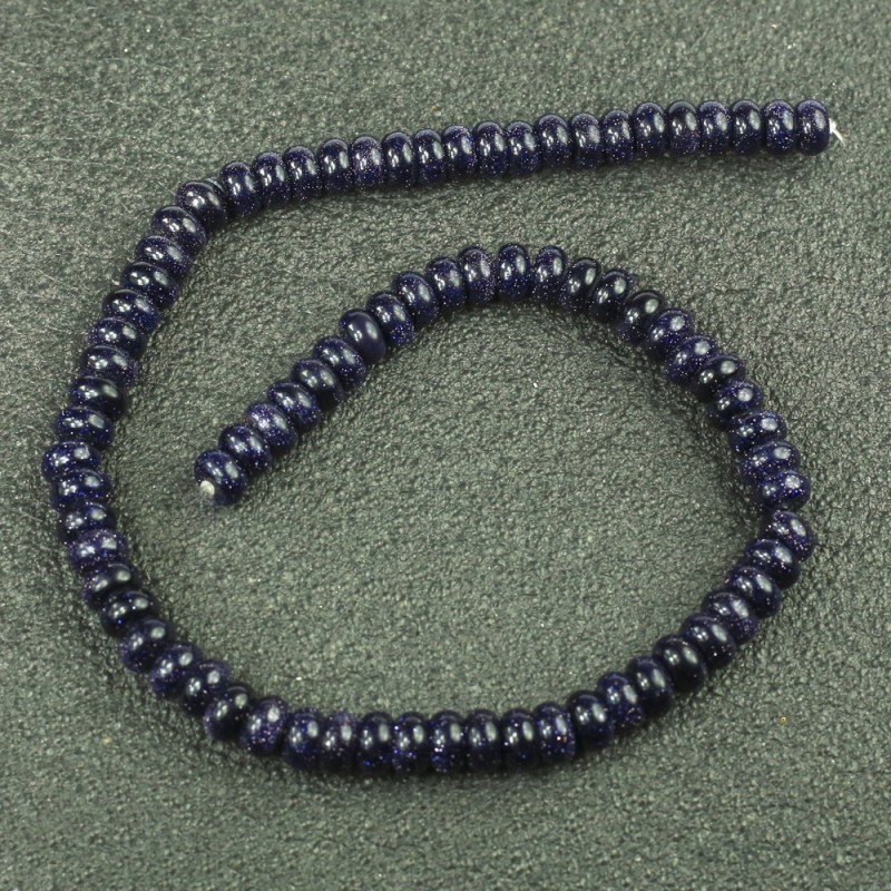 Aventurine Blue Sand Night of Cairo (Synthetic) Beads on a Thread, Smooth Rondelle, Diameter 8x5mm +/-, Length 40cm +