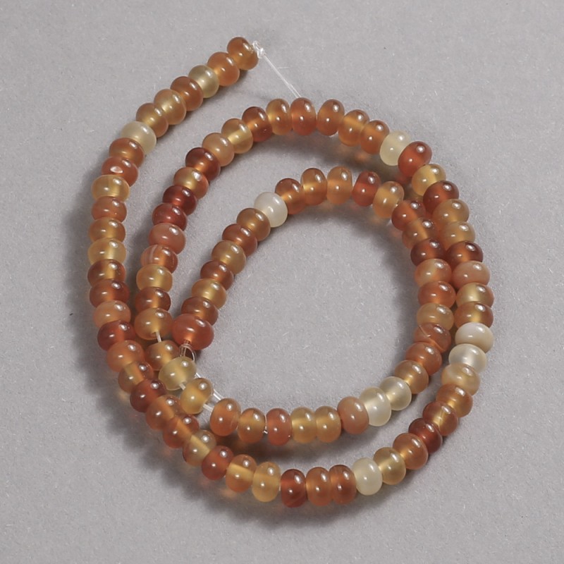 Natural Stone Carnelian Beads on a Thread, Diameter 6x4mm +/-, Length 39cm +