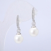 Xuping Stud Earrings, 18K Gold Plated, with White Bead and White Rhinestones, diameter 10mm +/-, length 31mm+